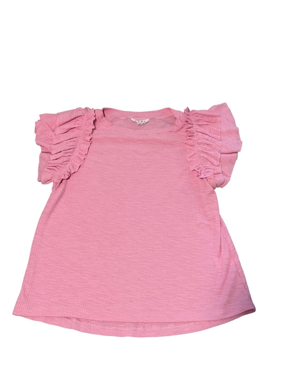 THML ruffle sleeve knit top Short capped sleeve Sz XS M ribbed shirt